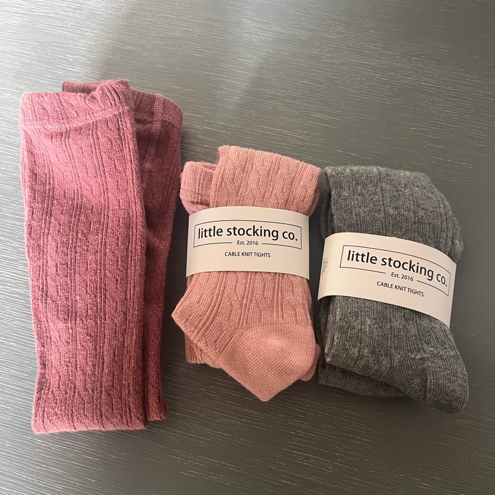Little Stocking Co. Cable Knit Tights Set 0-6 Months Baby
